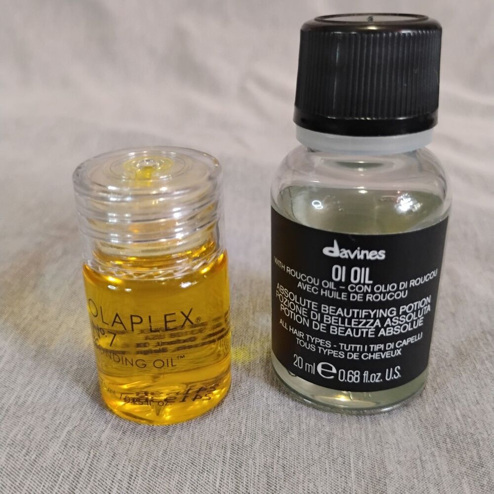 2 Pc Hair Oil Lot Olaplex No. 7 Bonding Oil 0.25 oz & Davines OI Oil 0.68 oz